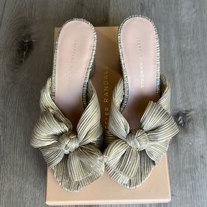 Loeffler Randall Penny Pleated Bow Platinum Heels. Like New. worn once. SIZE 6